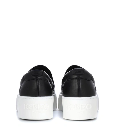 Shop Kenzo Slip-on Plateau Leather Sneakers In Llack