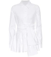Co Tiered Poplin Shirt With Obi Belt In White