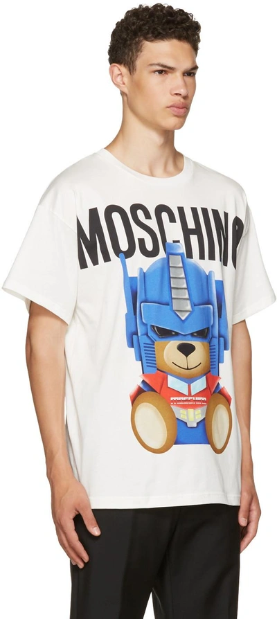 Shop Moschino White Transformers Teddy Logo T-shirt