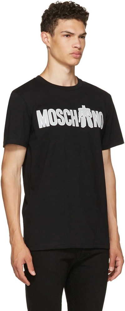 Shop Moschino Black Transformers Logo T-shirt In J0555 - Black