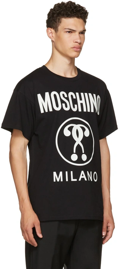 Shop Moschino Black Glow-in-the-dark Logo T-shirt In J0555 - Black