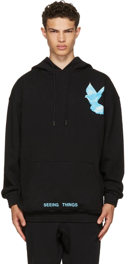 Shop Off-white Black Not Real Dove Hoodie In 1088 Black Mult