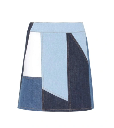 Shop Victoria Victoria Beckham Patchwork Denim Skirt In Blue