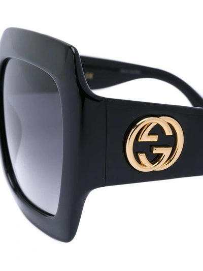 Shop Gucci Oversize Square Frame Sunglasses In Black