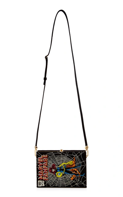 Shop Olympia Le-tan Marvel Fanfare Embroidered Canvas Clutch