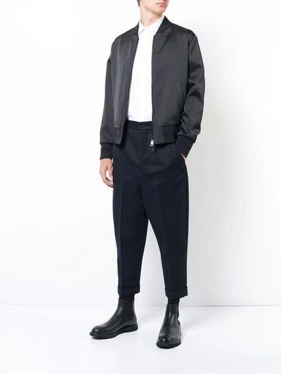 Shop Neil Barrett Printed Back Bomber Jacket In Black