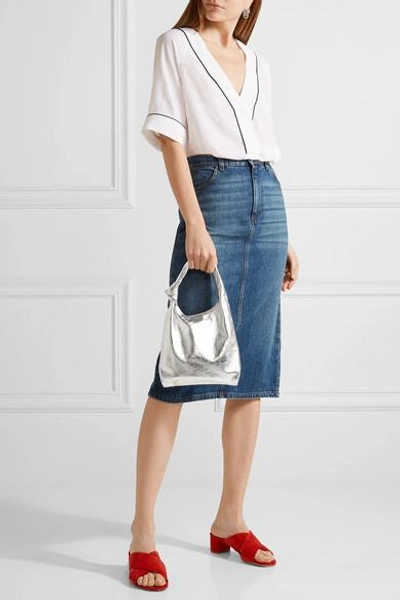 Shop Loeffler Randall Knot Mini Metallic Leather Tote