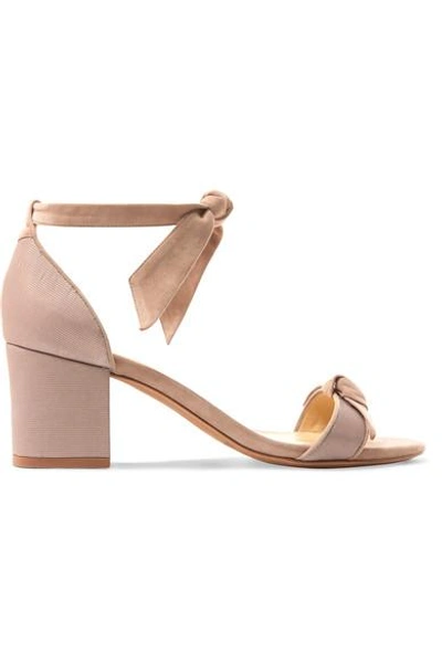 Shop Alexandre Birman Clarita Bow-embellished Suede And Satin-twill Sandals In Beige