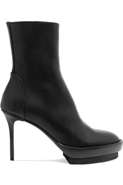 Shop Ann Demeulemeester Leather Platform Ankle Boots