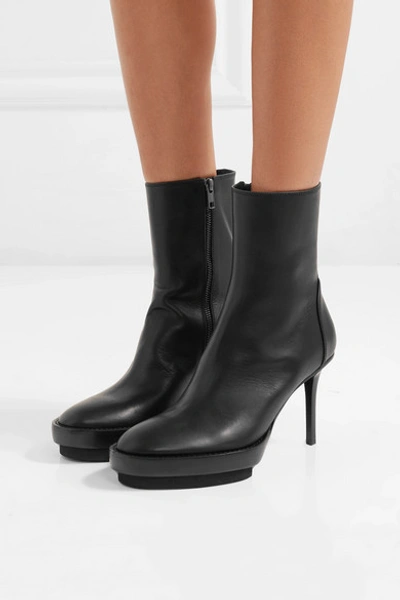 Shop Ann Demeulemeester Leather Platform Ankle Boots