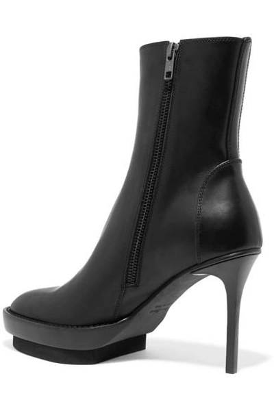 Shop Ann Demeulemeester Leather Platform Ankle Boots