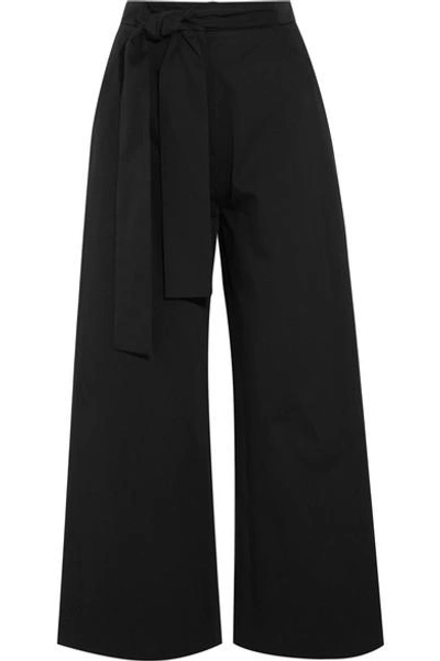 Shop Saloni Elma Cotton-blend Culottes In Black