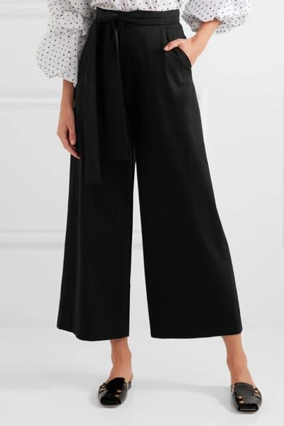 Shop Saloni Elma Cotton-blend Culottes In Black