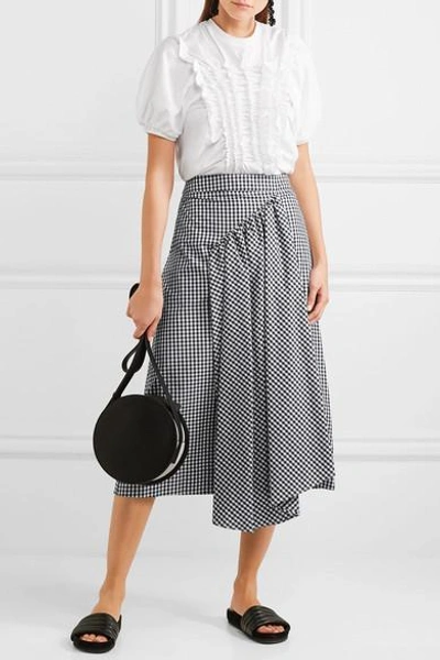 Shop Simone Rocha Asymmetric Gathered Gingham Cotton-poplin Midi Skirt