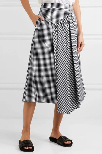 Shop Simone Rocha Asymmetric Gathered Gingham Cotton-poplin Midi Skirt