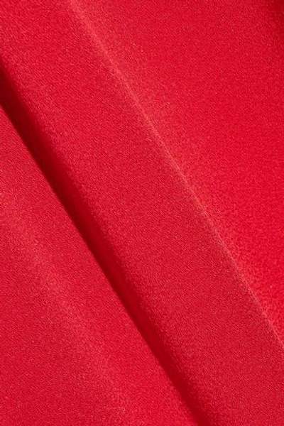 Shop Fendi Pleated Washed-satin Mini Dress In Crimson