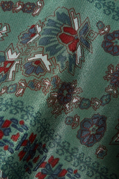 Shop Sea Crochet-trimmed Printed Silk Maxi Dress In Emerald