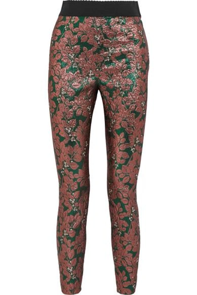 Shop Dolce & Gabbana Metallic Jacquard Leggings