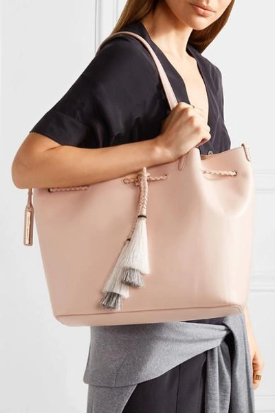Shop Loeffler Randall Horse Hair-trimmed Leather Tote In Blush