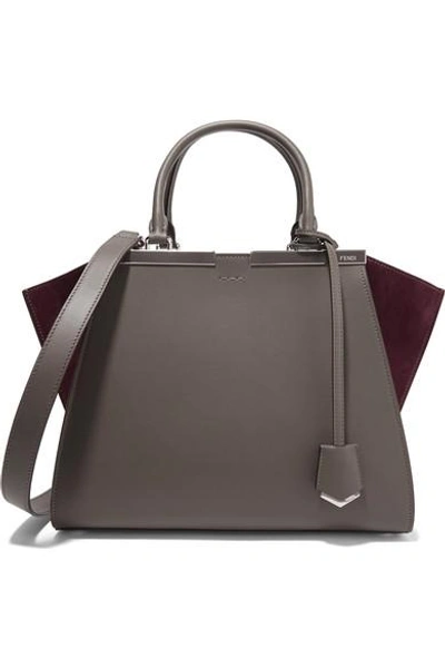 Shop Fendi 3jours Suede-paneled Leather Tote In Dark Gray
