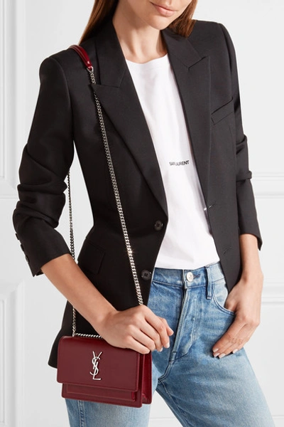 Shop Saint Laurent Sunset Textured-leather Shoulder Bag
