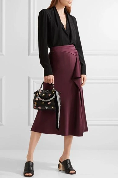 Shop Fendi Two-tone Velvet And Leather Bag Strap