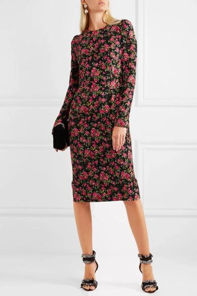 Shop Dolce & Gabbana Roseline Floral-print Crepe Midi Dress