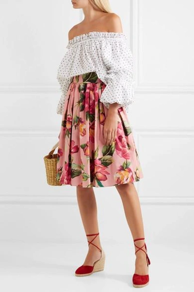 Shop Dolce & Gabbana Printed Cotton-poplin Skirt