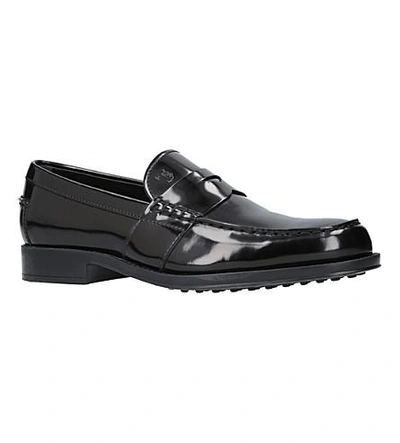 Shop Tod's Penny Patent Leather Loafers In Black