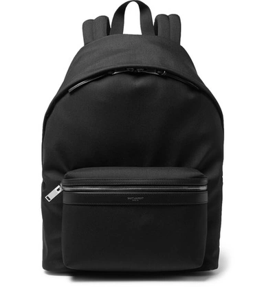 Shop Saint Laurent City Leather-trimmed Canvas Backpack In Black