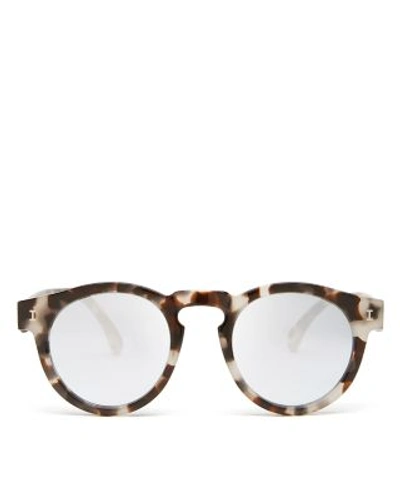 Illesteva Leonard Mirrored Round Sunglasses, 48mm In White Tortoise/silver Mirror