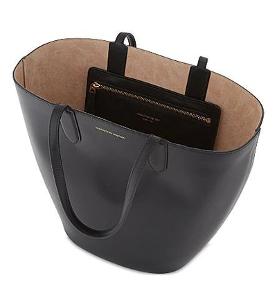 Shop Alexander Mcqueen Small Leather Tote In Black