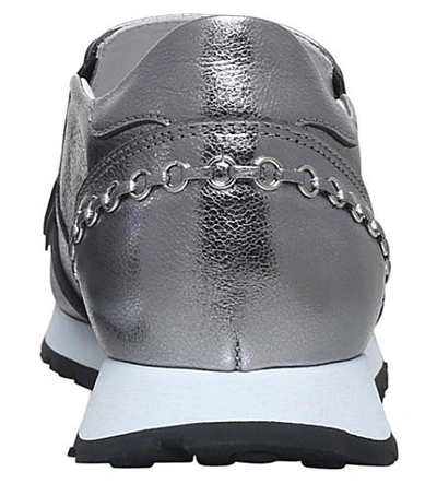 Shop Tod's Sportivo Fringe Leather Metallic Sneakers In Silver