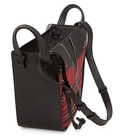 Shop Loewe Hammock Tartan Leather Bag In Black/red Tartan