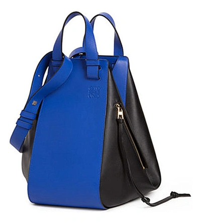 Shop Loewe Hammock Leather Bag In Electric Blue/black