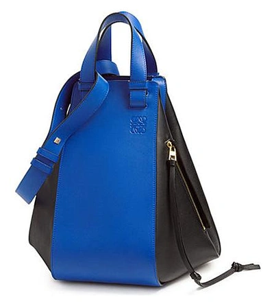 Shop Loewe Hammock Leather Bag In Electric Blue/black