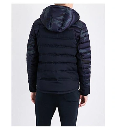 Shop Balmain Camo-print Quilted Shell And Wool Jacket In Navy