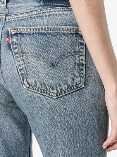 Shop Re/done Levi's Distressed High Waisted Cropped Jeans In Blue