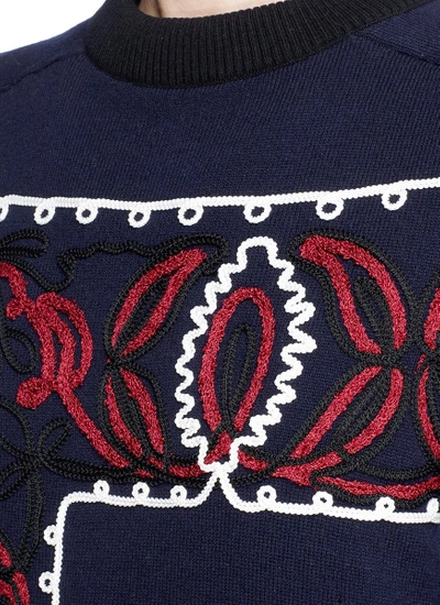 Shop Sacai Bandana Embroidered Wool Knit Dress