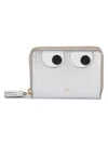 ANYA HINDMARCH SMALL SILVER LEATHER EYES ZIP AROUND WALLET,92578512175653