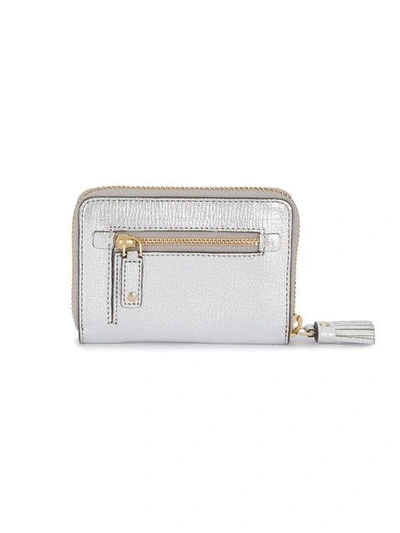 Shop Anya Hindmarch Small Silver Leather Eyes Zip Around Wallet In Grey