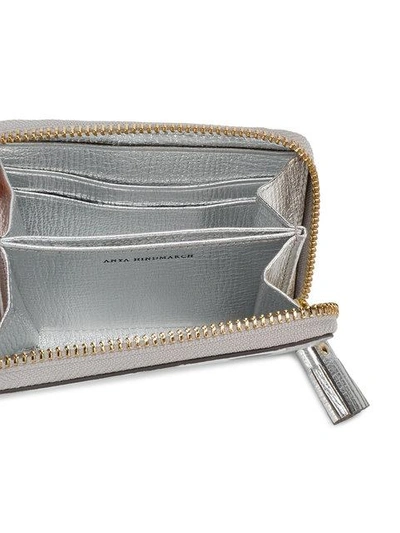 Shop Anya Hindmarch Small Silver Leather Eyes Zip Around Wallet In Grey