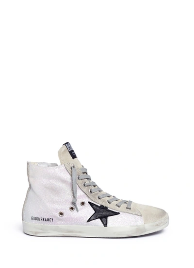 Shop Golden Goose 'francy' Glitter Coated Leather High Top Sneakers