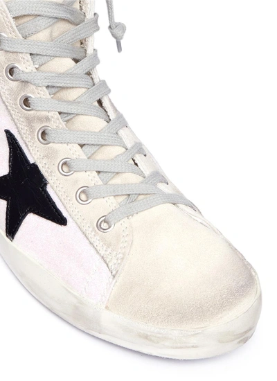 Shop Golden Goose 'francy' Glitter Coated Leather High Top Sneakers