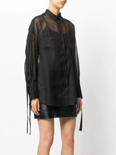 Shop Iro Sheer Strap Detail Shirt  In Black
