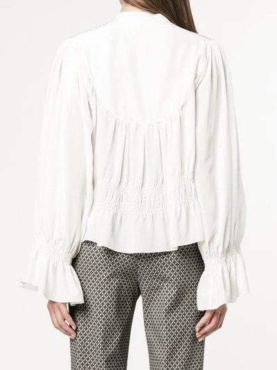 Shop Chloé Long Sleeved Blouse With Neck Tie In Neutrals