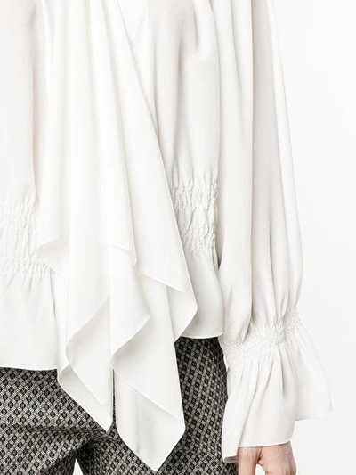 Shop Chloé Long Sleeved Blouse With Neck Tie In Neutrals