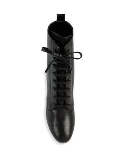 Shop Saint Laurent Loulou Leather Lace-up Booties In Black