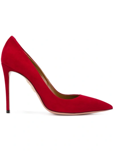 Aquazzura Simply Irresistible 85mm Suede Pumps In Dark Red