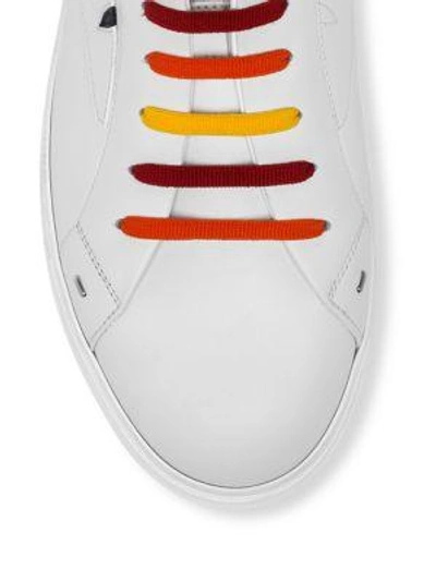 Shop Fendi Monster Leather Sneakers In Bianco